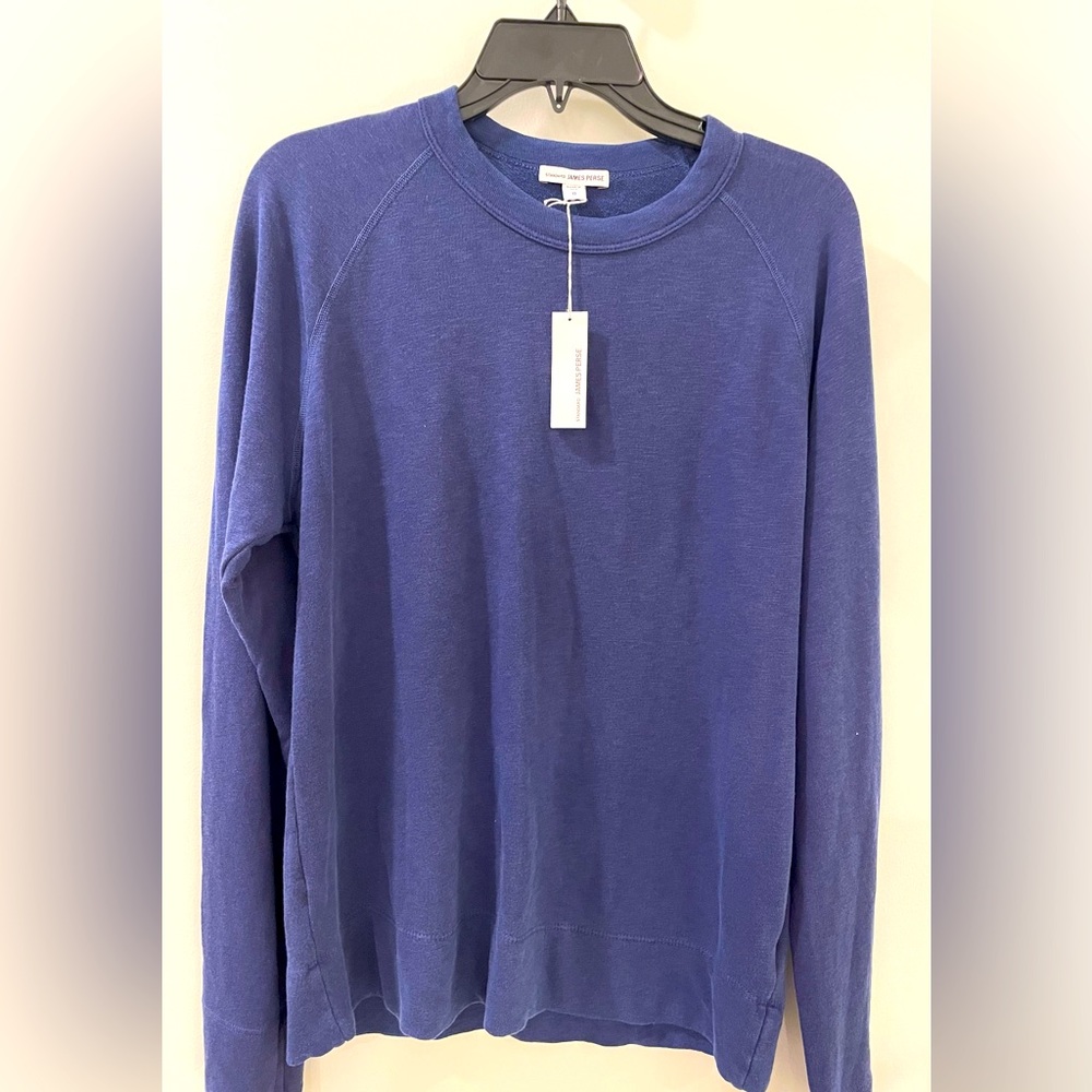 NEW! James Perse Standard Sweater Mens Size 0 Blue French Terry Sweatshirt $175